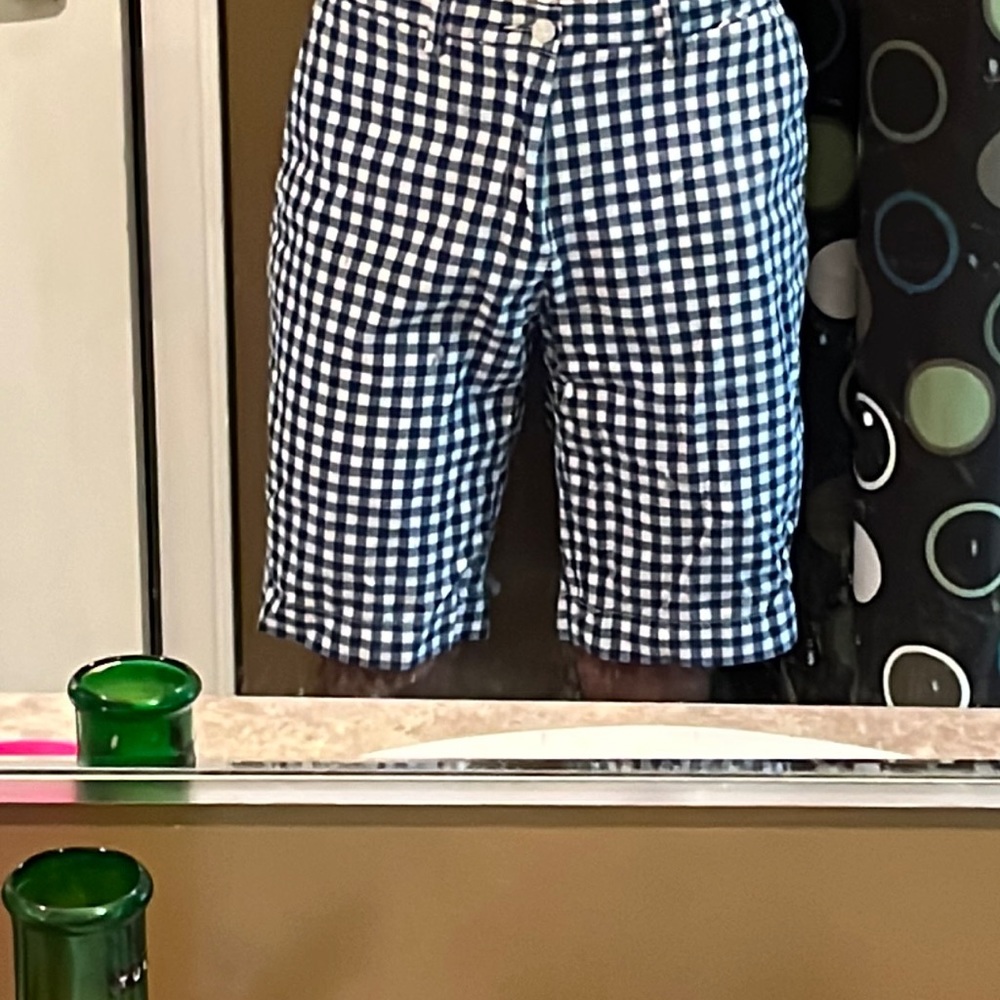 Polo Blue and White plaid cotton shorts